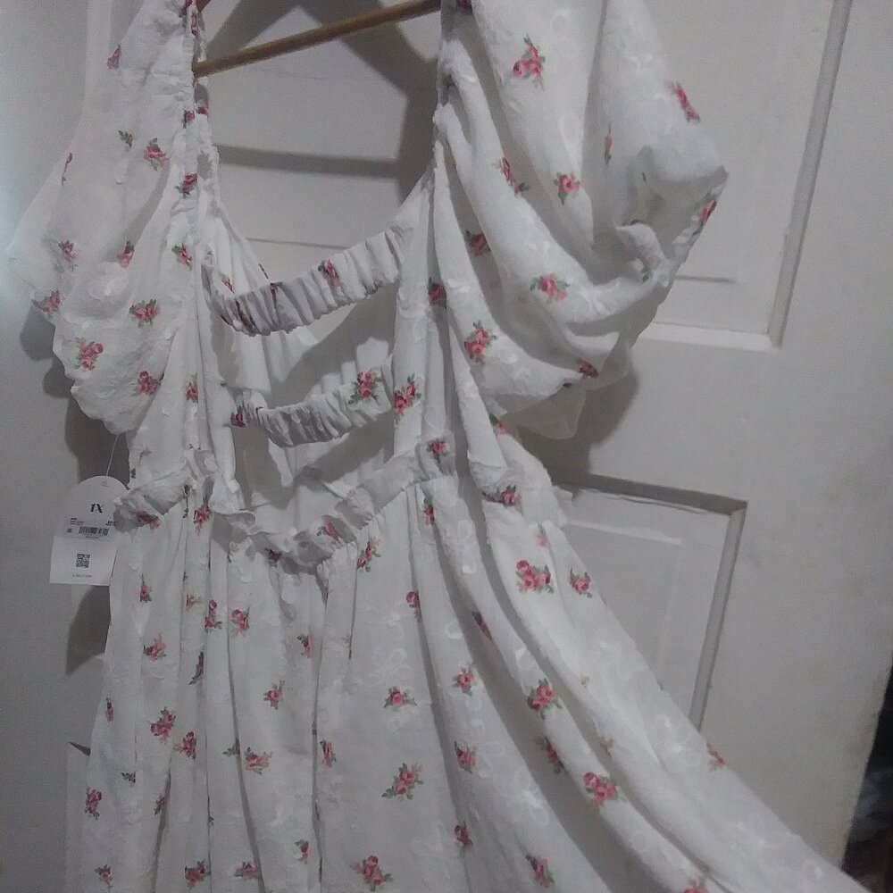 New Arula Top or Mini Dress Puff Sleeves Pockets A-frame, Boho, open back, sz 1X